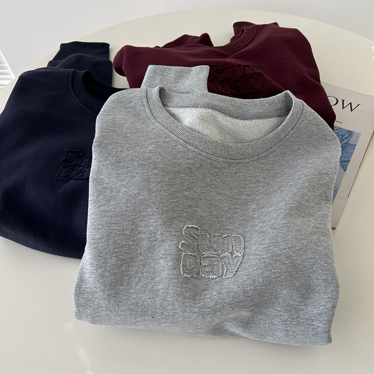 美式简约贴布字母圆领卫衣女春季