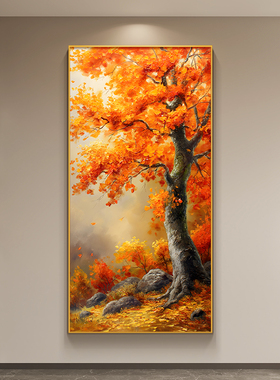 鸿运感挂画道树木新款画过红色高级画当头客厅走廊玄关2026装饰画