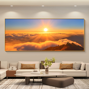 东墙挂画床头新款卧室感日出东方背景墙2025沙发客厅画装饰画高级