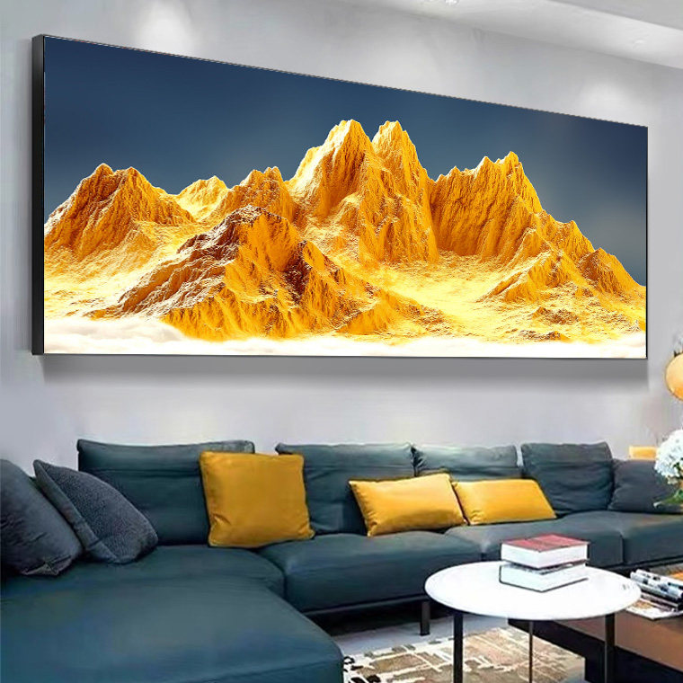 图整副办公室山水现代壁画客厅背靠靠山装饰画背景墙挂画沙发金山