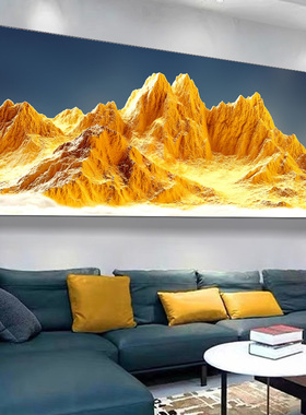 图整副办公室山水现代壁画客厅背靠靠山装饰画背景墙挂画沙发金山