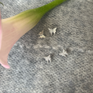 极光以南原创纯银蝴蝶耳钉女轻奢小众设计感高级感百搭耳环耳饰潮