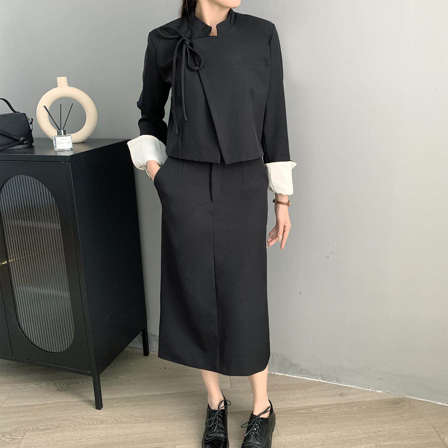 新中式轻国风套装减龄入秋搭配一整套气质名媛高级感西装裙子套装