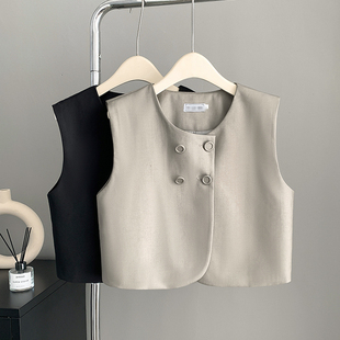 小香风西装马甲女款外穿春秋叠穿马夹设计感短款披肩外搭无袖上衣