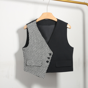 小香风高级感穿搭马甲女款时髦洋气外穿减龄短款拼接单穿背心马夹