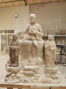 木雕定制定做寺庙佛像神像供奉订制来料加工菩萨关公人物彩绘摆件
