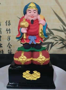 木雕大黑天财神唐密财神摆件家用定制彩绘贴金厂家