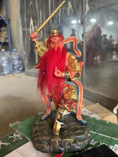 豪祥木雕贴金彩绘 王灵官 火神雕像 王天君道家四大护法家居道观