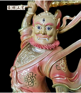 香樟木王灵官木雕摆件都天大灵官家用实木雕刻王天君像