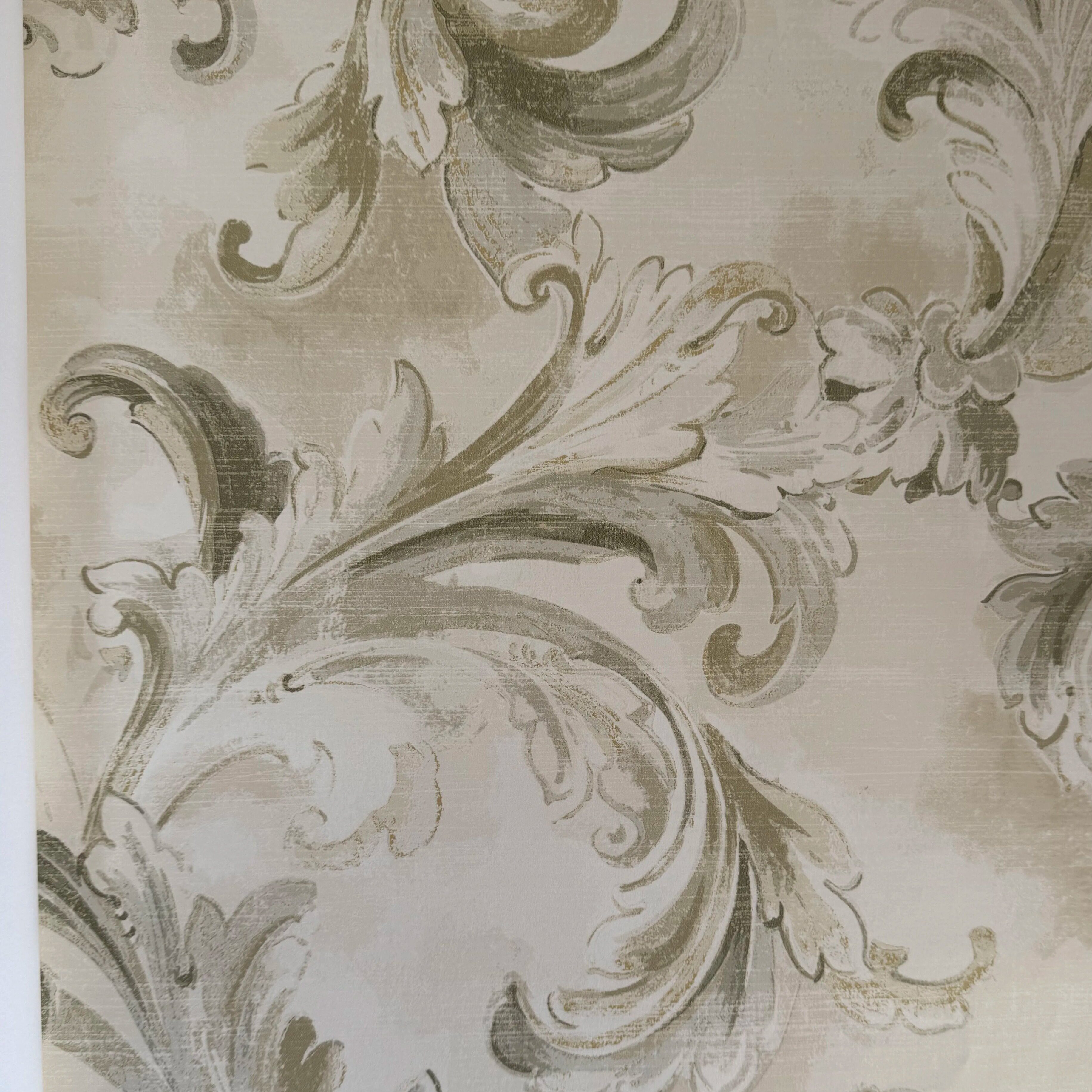 美国原装进口欧式高端卷草纹壁纸复古做旧大花卧室客厅背景墙现货