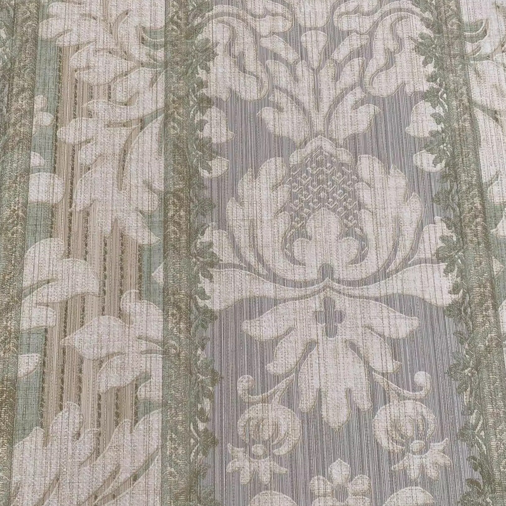 美国原装进口欧式花卉壁纸浅绿调纹提花客厅卧室背景墙墙纸现货