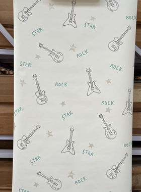 美国wallquest原装进口纯纸壁纸儿童房吉他壁纸男孩房卧室墙纸