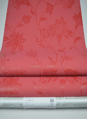 美国进口纯纸壁纸美式乡村新中式田园红色灰色影视墙沙发背景墙纸