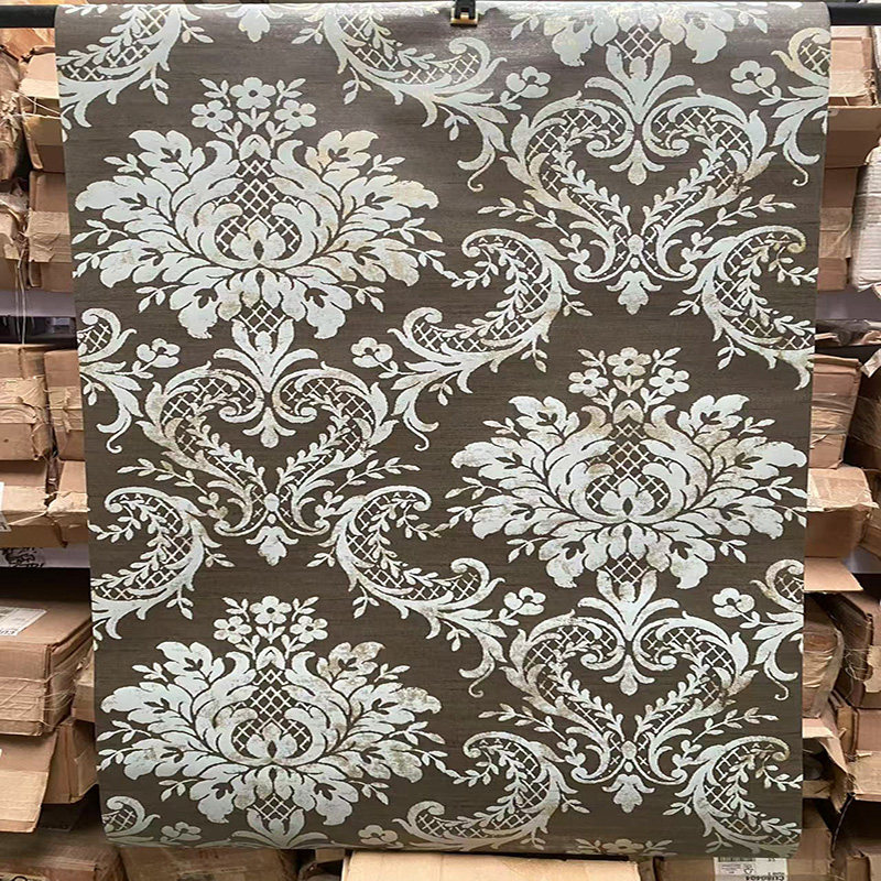 美国进口纯纸环保欧式大马士革高端大气床头沙发电视背景墙壁纸