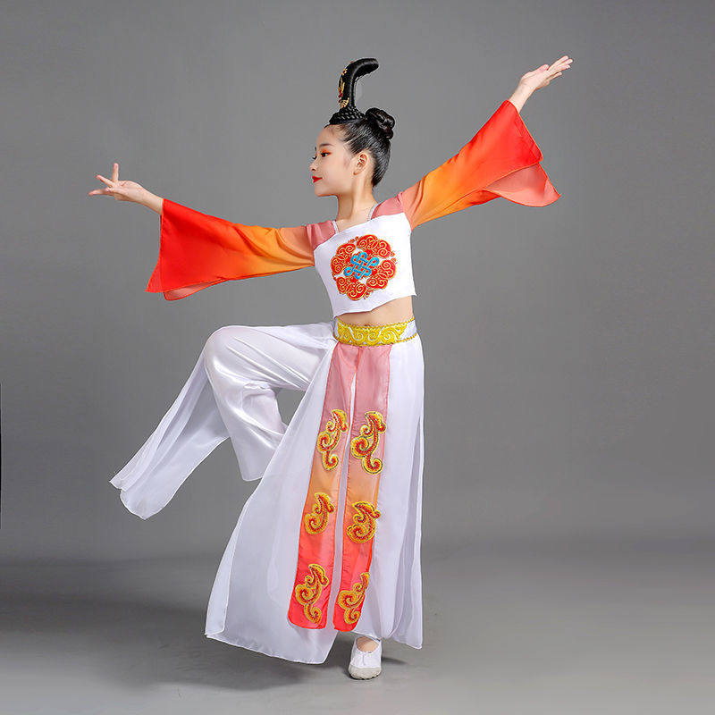儿童古典舞演出服霍元甲舞蹈服装女童中国风扇子舞元旦表演服学生
