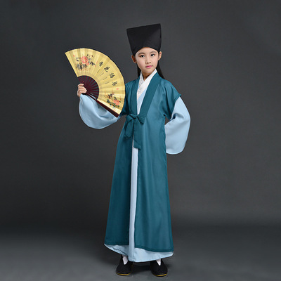 男女同款汉服儿童古装书生服装宋朝诗人书童国学服三字经演出服装
