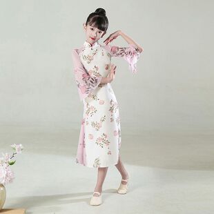 新款外婆桥舞蹈旗袍女童古典舞演出服声声慢人间烟火古风表演裙子