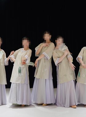 夜泊秦淮舞蹈服装宽松圆领明制外衫清风徐来演出服新款大摆裙套装