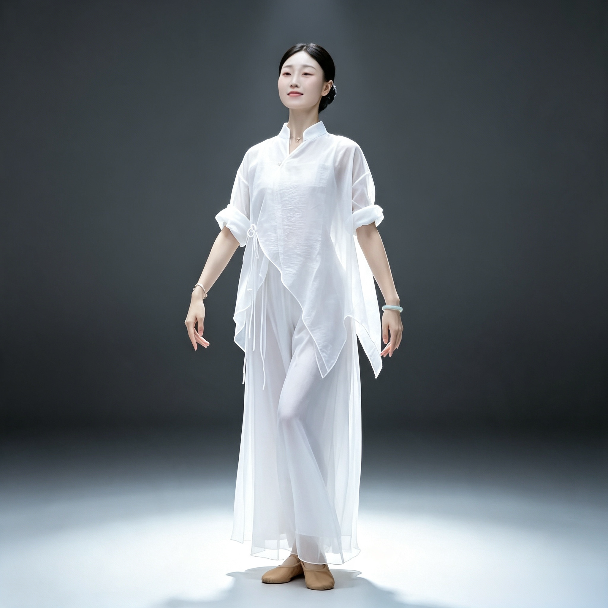 在水一方舞蹈服装白色超仙中国舞套装蒹霞海天一心那时雨演出服女