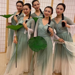 初中生古典舞演出服装儿童飘逸身韵纱衣中国舞练功服青花瓷舞蹈服