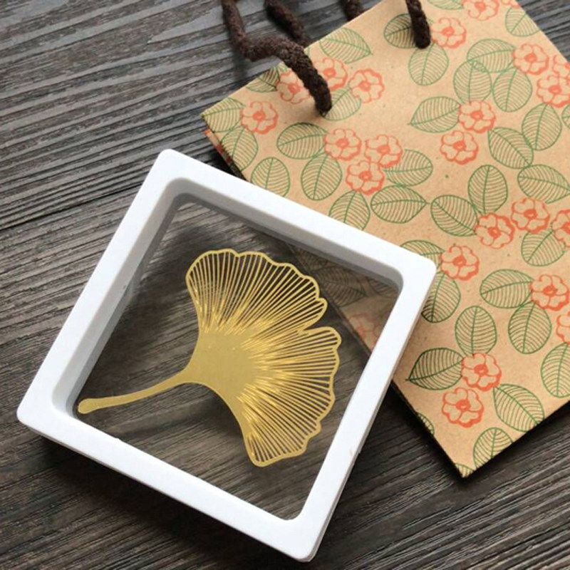 叶脉书签树叶精密黄铜金属银杏梧桐金鱼礼品盒装创意小清新学生用