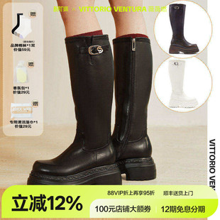 牛皮骑士靴高筒靴 VITTORIOVENTURA薇薇燃 孟子义王玉雯同款