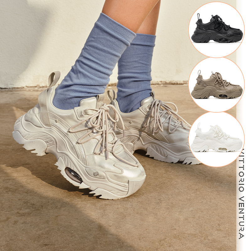 【鞠婧祎秦岚同款】VITTORIO VENTURA薇薇燃牛皮气垫厚底老爹鞋