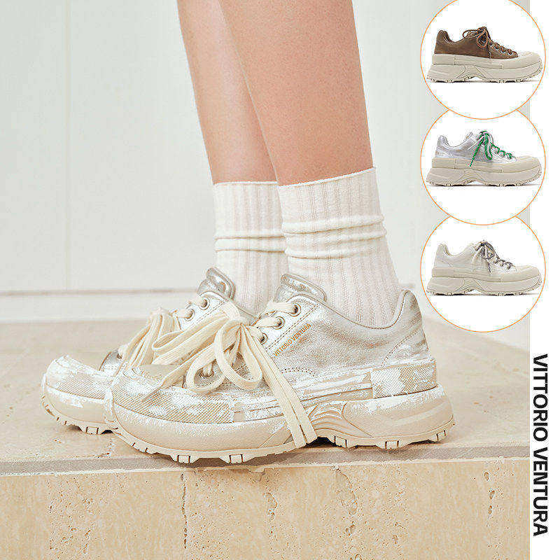 【孟子义陈丽君同款】VITTORIOVENTURA薇薇燃 牛皮休闲板鞋球鞋