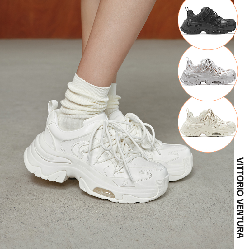 VITTORIO VENTURA薇薇燃 牛皮厚底增高老爹鞋