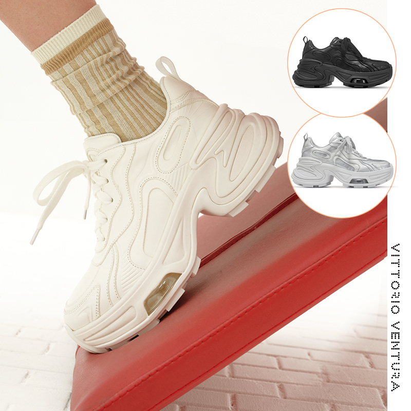 【秦岚宋轶同款】VITTORIOVENTURA薇薇燃 牛皮增高厚底老爹鞋