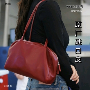 原厂皮Row Astra意大利小羊皮极简保龄球手提单肩真皮包腋下女包