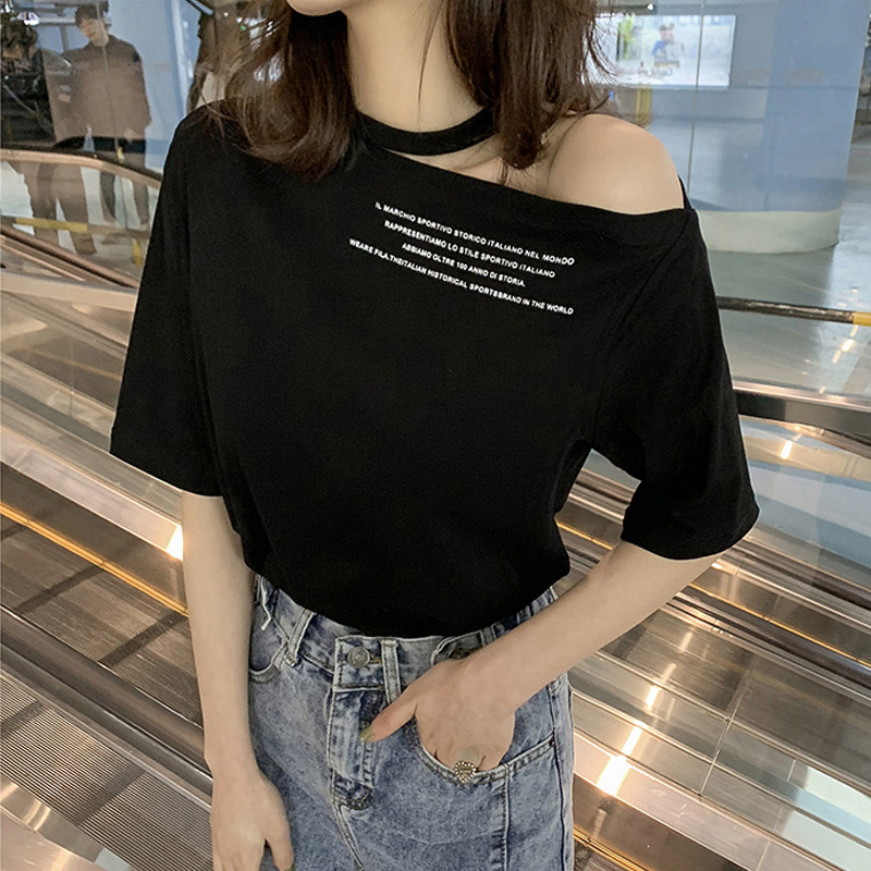 halter T-shirt Short sleeved strapless Europe station 2019 New Korean chic jacket Easy Primerin the Women's clothing/Boutique , T-shirt  category - from Buy2taobao.com to provide professional Taobao agent buy service