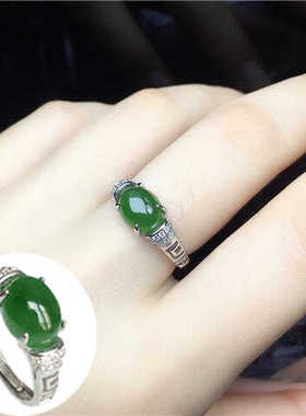 女款戒指天然和田碧玉日韩时尚