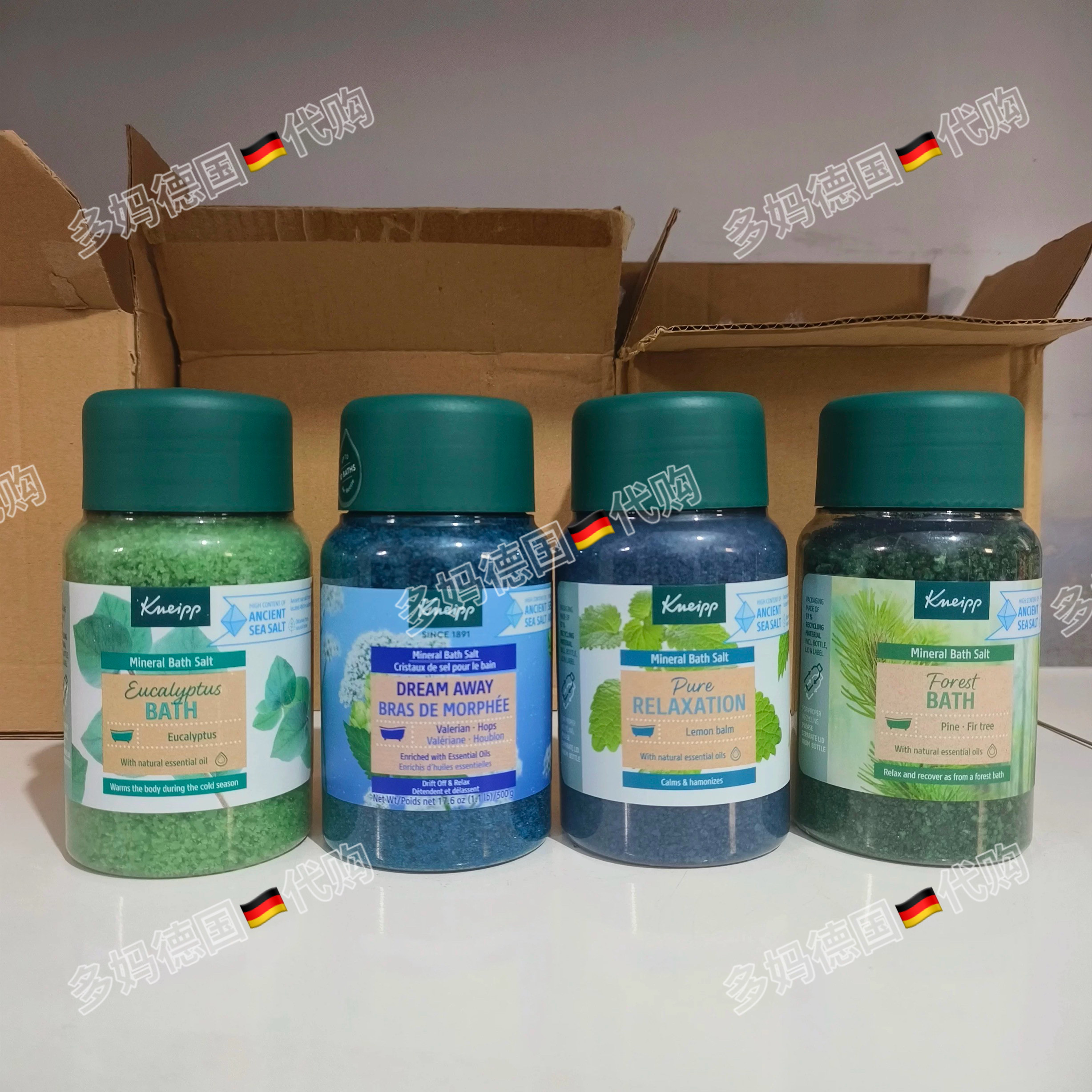 德国克奈圃kneipp精油泡澡浴盐 檀木 尤加利 香蜂草 金盏花足盐