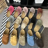 软底勃肯鞋 半拖鞋 女厚底真皮包头博肯鞋 孕妇外穿时尚 2025新款 春季