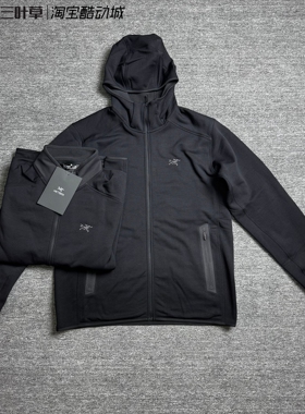 Arcteryx始祖鸟Kyanite Hooy刺绣LOGO抓绒长袖保暖中间层夹克外套