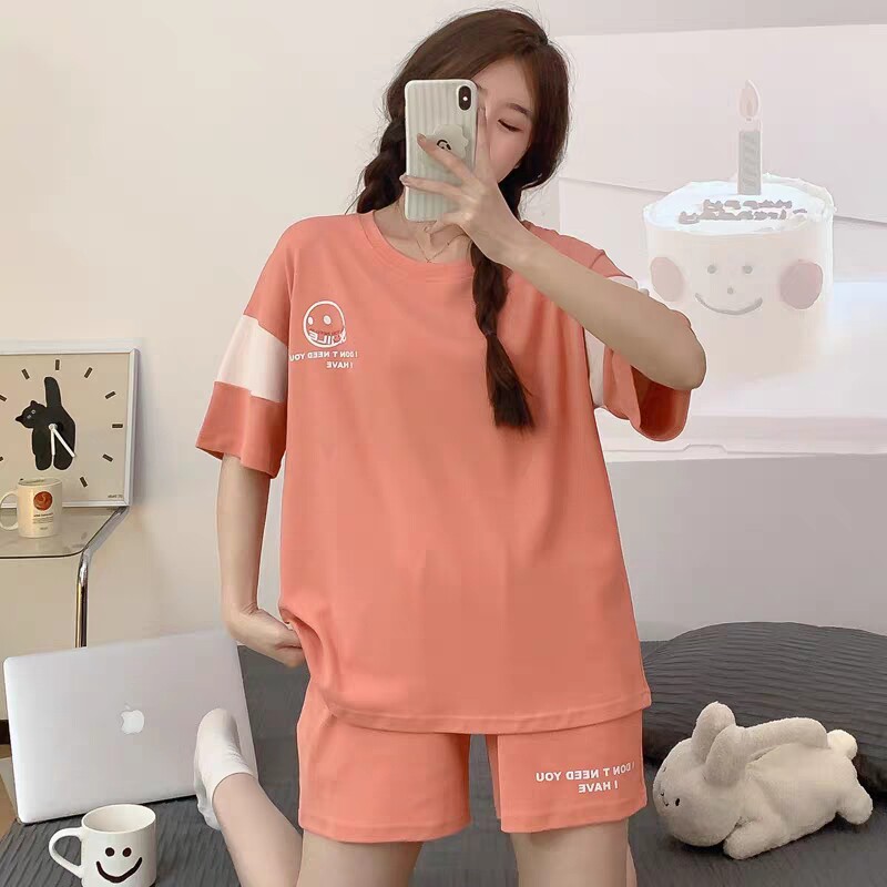 睡衣女春夏纯棉两件套薄款可爱卡通女生夏季可外穿时尚家居服套装