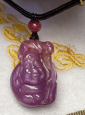 天然红宝石大耳弥勒佛雕刻件元宝猴子84.5ct一物一证支持专柜验货