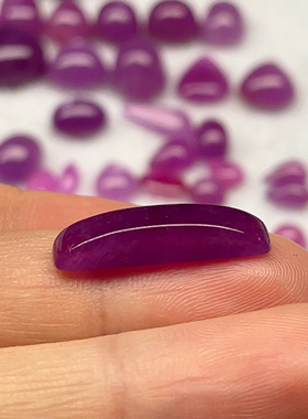 天然无烧无注胶无填充浓郁紫红宝石裸石戒面高级珠宝镶嵌吊坠