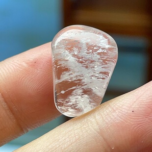 天然摩根石浅粉色 无酸洗无注胶 打孔银扣头吊坠 5行属火16.36ct.