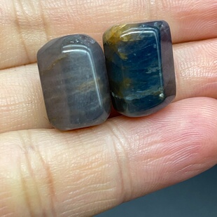 山东矿区蓝宝石六柱体原石9*14文玩手串配珠 5行属于水九月生辰石