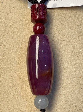 天然红宝石桶珠路路通转运珠 顶珠朱砂玉珠国风毛衣链禅意重59.ct