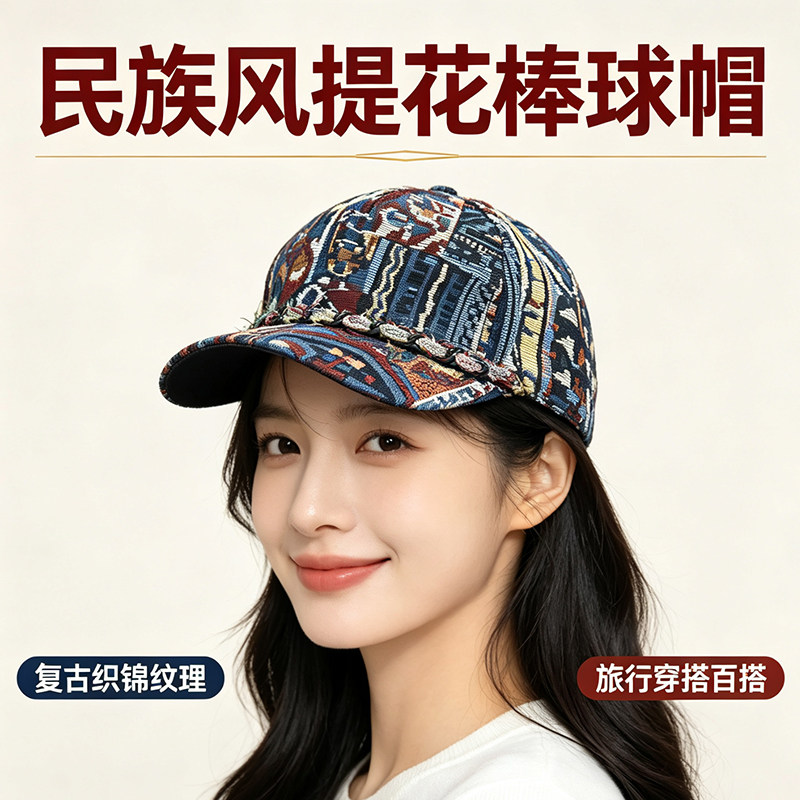 新款新疆民族风提花防晒棒球帽