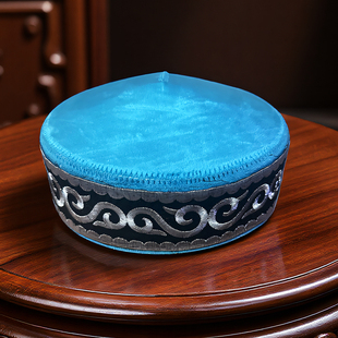 新款民族风格哈萨克男士绣花刺绣花帽新疆印花民族帽子圆帽