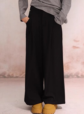 EFONI买手店设计感宽松高腰西装裤垂感阔腿休闲裤女高腰裤子新款