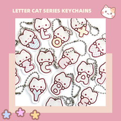 可爱卡通字母猫咪亚克力钥匙扣高颜值闺蜜情侣名字缩写组合挂件