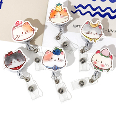 水果喵卡通可爱小猫伸缩扣医生护士工牌防丢易拉扣可伸缩易拉得