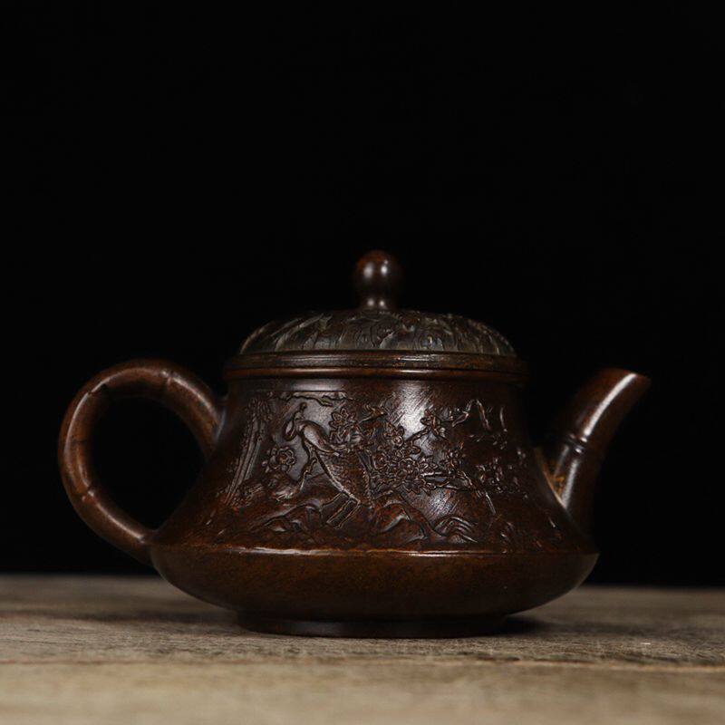 古玩收藏纯铜孔雀茶壶水壶酒壶家桌面摆件
