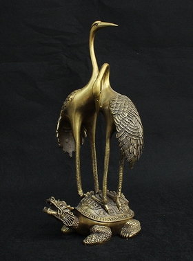 纯铜摆件玄武龟仙鹤祝寿礼品