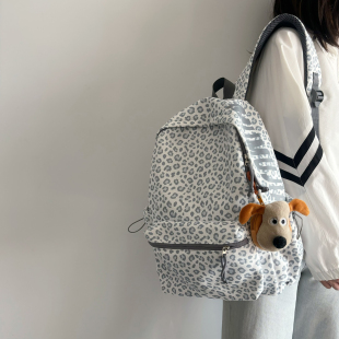 韩系ins书包女豹纹小众设计初中生高中小背包防泼水休闲旅游双肩
